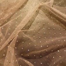 Ткань Сетка с камнями (пудра)